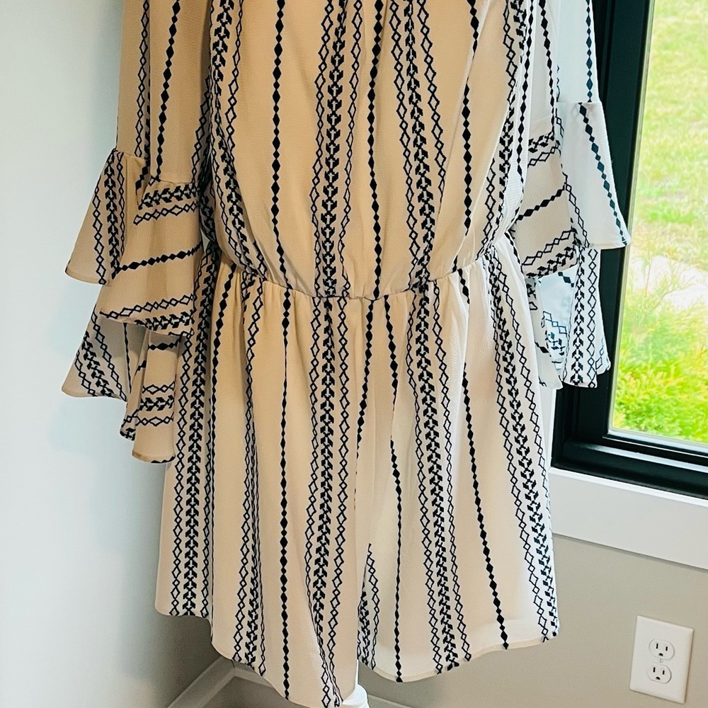 Striped Ruffle Sleeve Romper